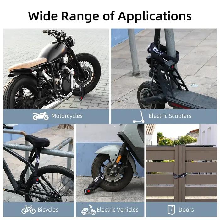 Antivol à chaîne avec télécommande sans fil et alarme pour trottinette électrique Ninebot Max G30 G2