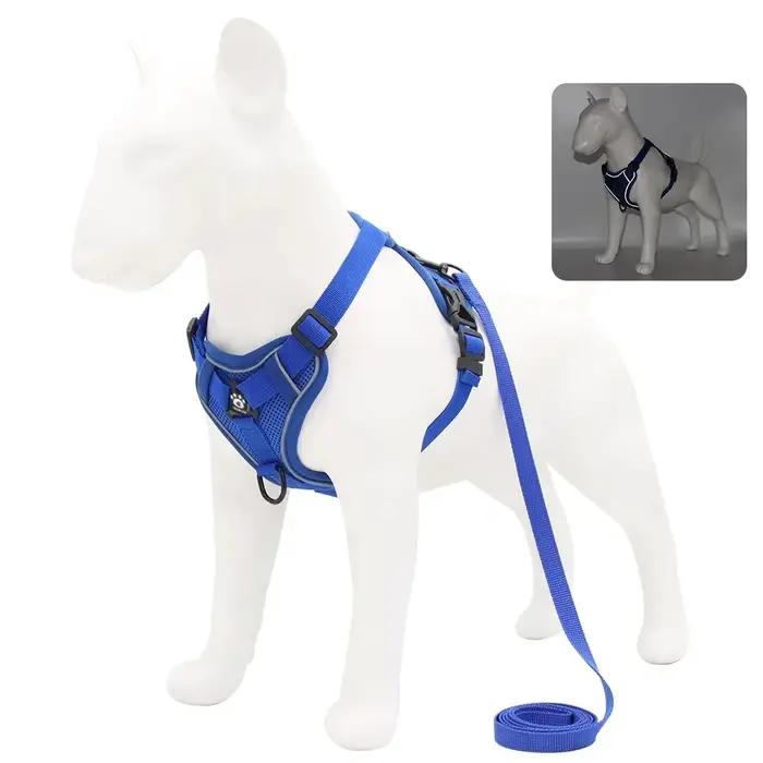 Harnais pour chien avec laisse de Traction de 1,5 m, ensemble sans traction, sangle de gilet pour chien, harnais respirant réfléchissant réglable pour chiens, chiots et chats