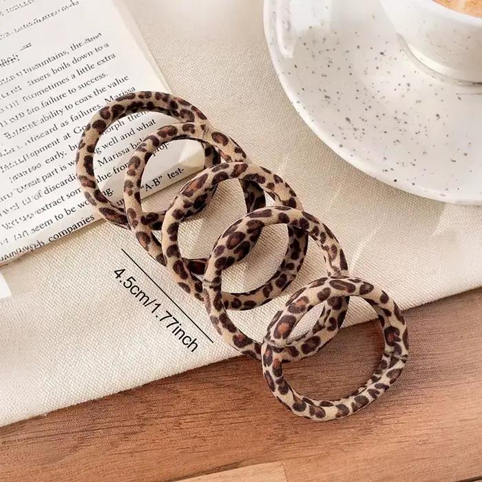 Attache de cheveux élastique imprimée léopard pour femmes, bandes élastiques de qualité pour coiffures élégantes et stylées quatre saisons extérieur