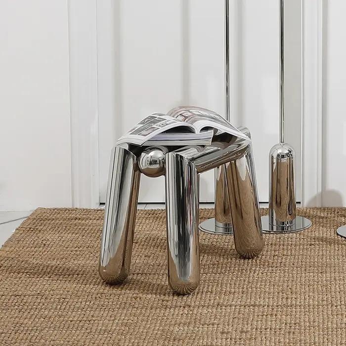 Tabourets en acier inoxydable, tabouret de changement de chaussures, chaises de salon, repose-pieds,