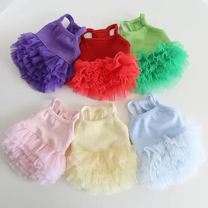 Robe mignonne en tulle pour petits chiens vêtements d'anniversaire tenues d'été queue de sirène tutu de ballet pour animaux de compagnie occaions spéciales