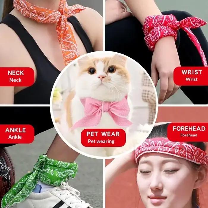 Écharpe rafraîchissante pour chien en polyester et coton respirant pour promenades, randonnées, jogging et voyages