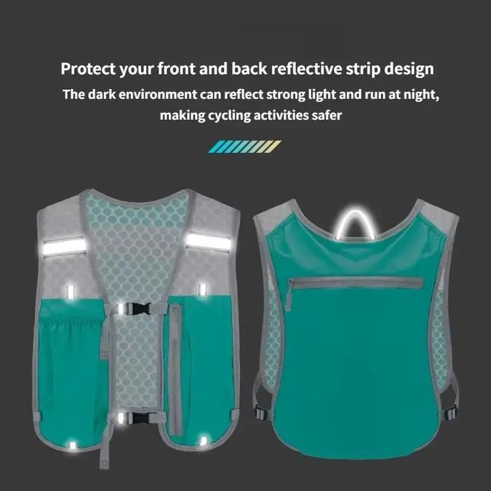 Gilet de rangement de bouteille d'eau courante, gilet de course léger, sac de poitrine d'eau d'hydratation réfléchissant avec support pour téléphone, gilet de cyclisme