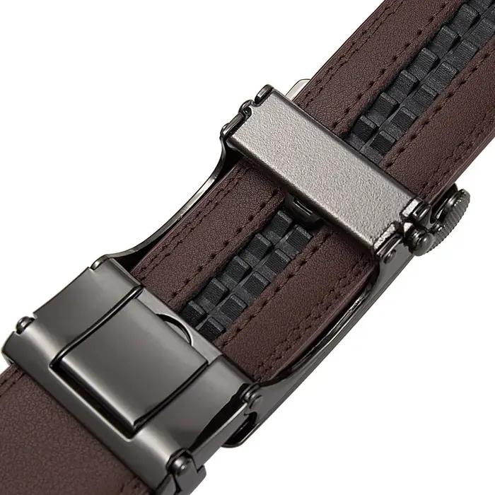 OYIFAN Ceinture à boucle automatique pour hommes, ceinture en cuir véritable de haute qualité, ceint