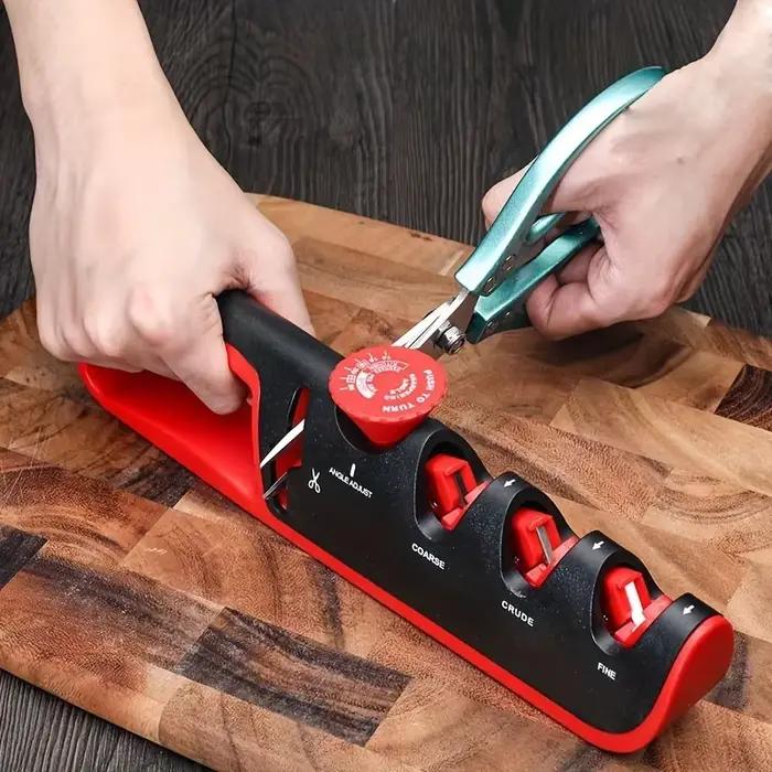 Affûteur de couteaux 4-en-1 réglable en carbure de tungstène pour tous types de couteaux et ciseaux, occasion quotidienne et cadeau pour cuisiniers passionnés