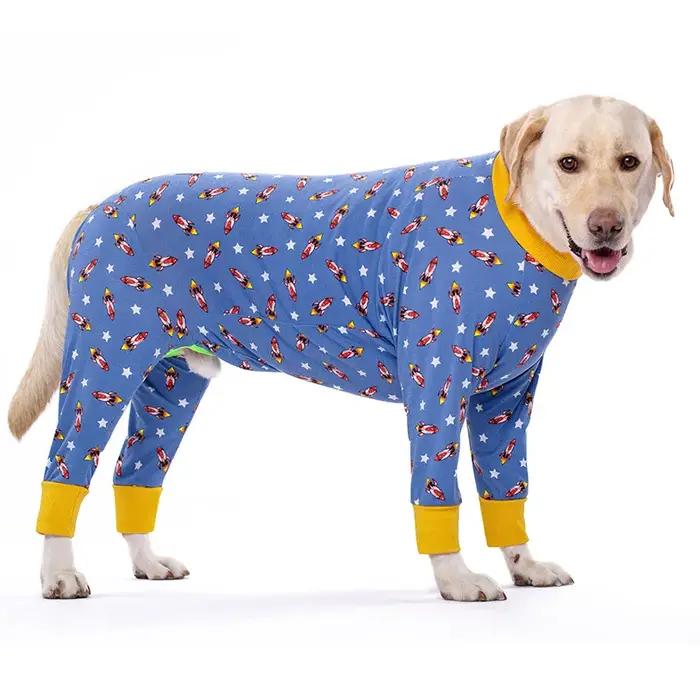 Pyjama en coton imprimé dessin animé pour chien mignon combinaison pour chiens moyens et grands vêtements automne pour chien occaions spéciales sorties parties festives