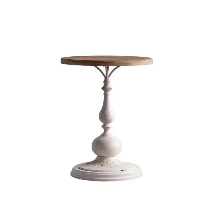 Petite table basse en bois massif vintage français, table d'angle de salon, table d'appoint ronde, t