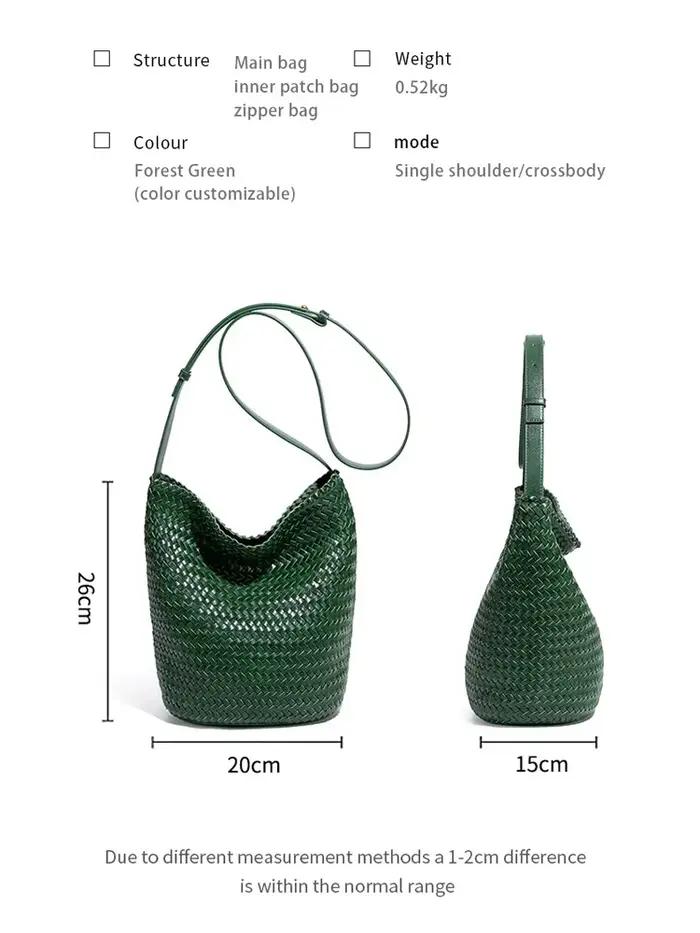Sac de shopping de luxe pour femmes, nouveau sac seau en cuir tissé à la main haut de gamme, sac mes