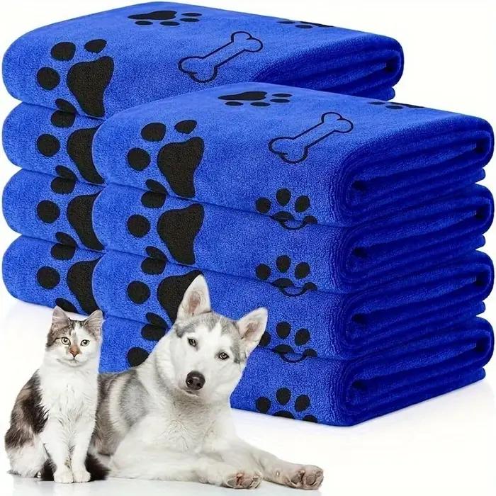 Serviette pour chien en microfibre super absorbante à motif de patte, séchage rapide, douce et durab
