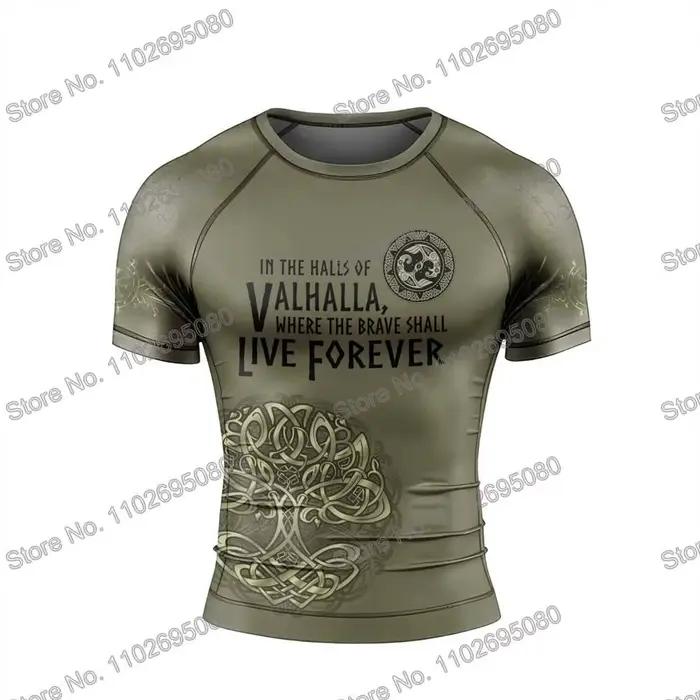 Vikings 2 Vêtements de surf BJJ MMA Hommes Rashguard Manche courte T-Shirt de plongée moulant Maillo