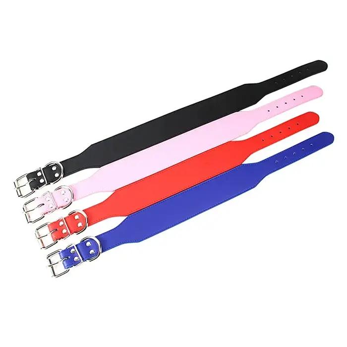 Colliers pour grands chiens en cuir microfibre Durable pour grand chien Pitbull Husky laisses de mastiff tibétain noir rose bleu rouge fournitures pour animaux de compagnie