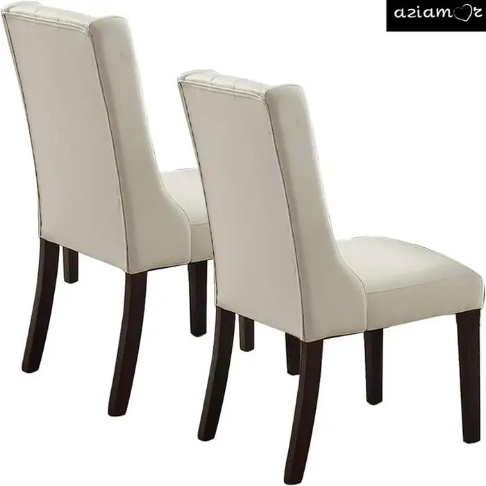 Ensemble de 2 chaises capitonnées en similicuir blanc, siège de salle à manger moderne, sur place