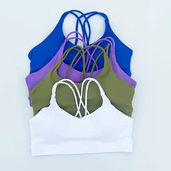 Femmes soutien-gorge de Sport haut à bretelles croisées femmes Push Up soutien-gorge de Sport Yoga h