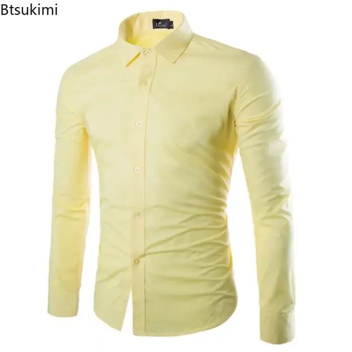 Chemises habillées unies en 17 couleurs pour hommes sans repassage élégantes pour affaires et soirées
