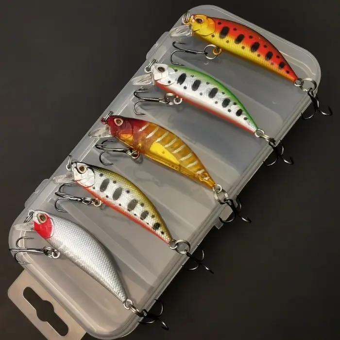 5 pièces Kit de leurres de pêche coulant vairon truite appât artificiel manivelle