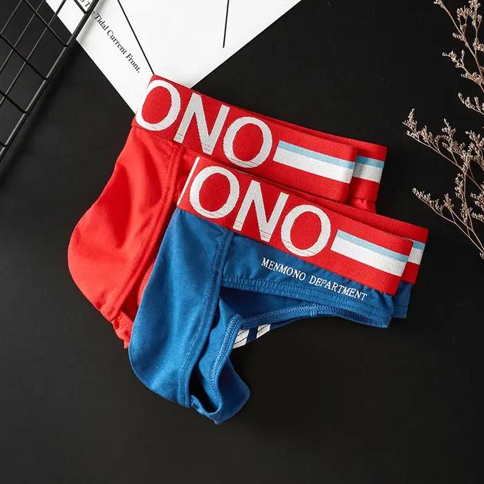 Menmono – Sous-vêtements pour hommes à la mode, coton, taille basse, coupe ajustée, U convexe, sexy, slip bikini imprimé pour hommes