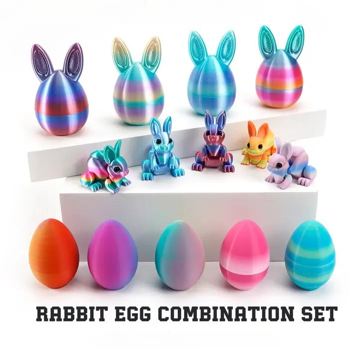 Ornement d'œufs de lapin imprimé en 3D, modèle animal, lapin de Pâques, ornement de bureau à domicile, cadeau de Pâques