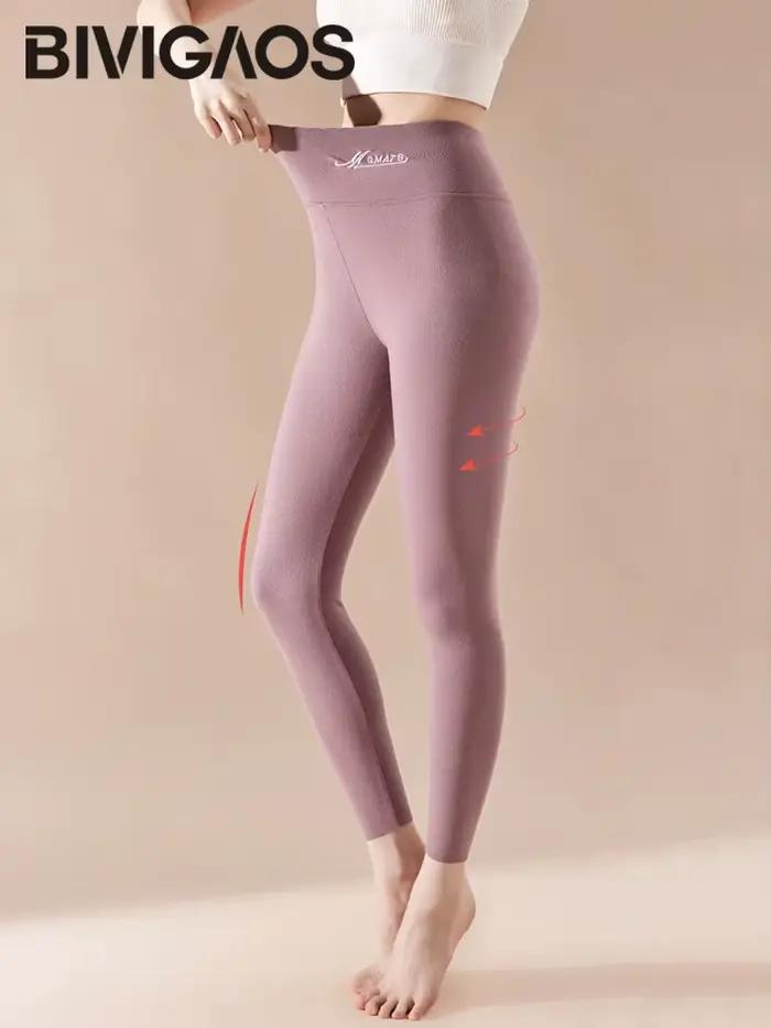 BIVIIncome OS-Leggings auto-chauffants taille haute brodés pour femmes, Caleçons longs thermiques, L