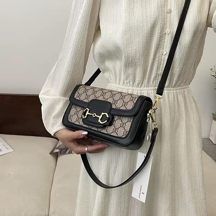 Sac bandoulière vintage imprimé Horsebit pour femme, collection Printemps 2026 - Petit sac à bandoul