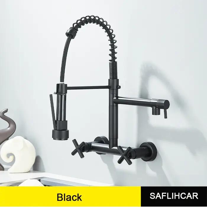 Robinet cuisine noir design moderne - Mitigeur évier avec douchette pivotante mural ou posé