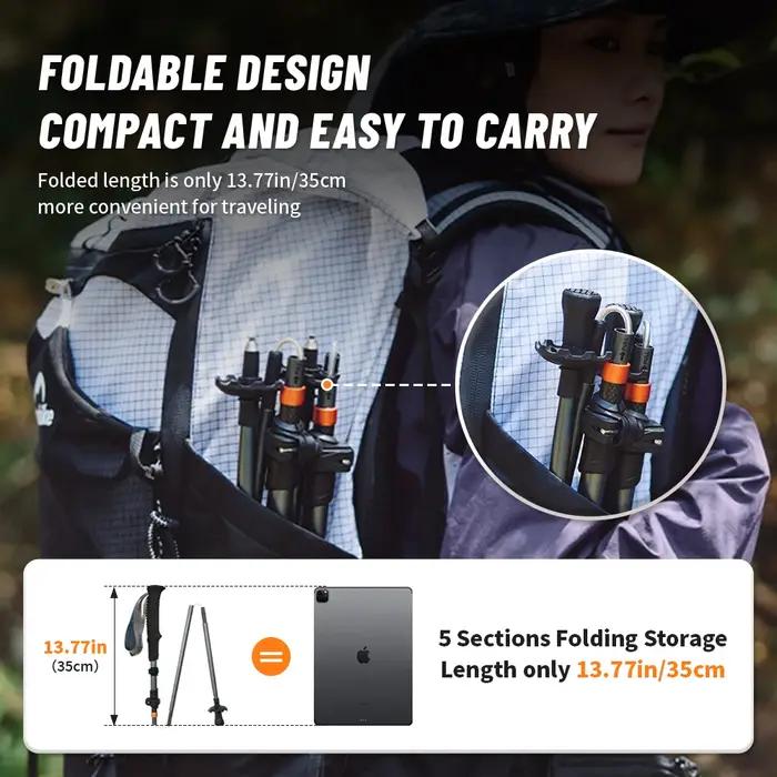 Bâtons de randonnée en fibre de carbone Naturehike, pliables, ultralégers, pour la randonnée en plei