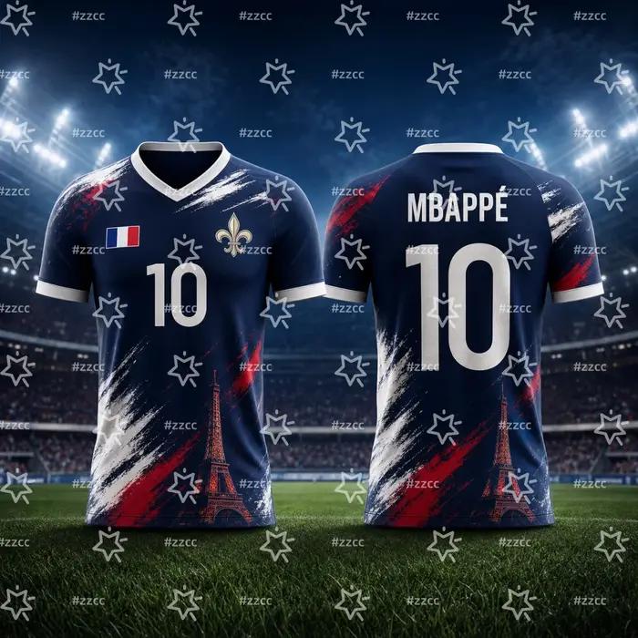 Maillot de football commémoratif France 2026 Mbappé – T-shirt de sport d'été pour homme, vêtements p