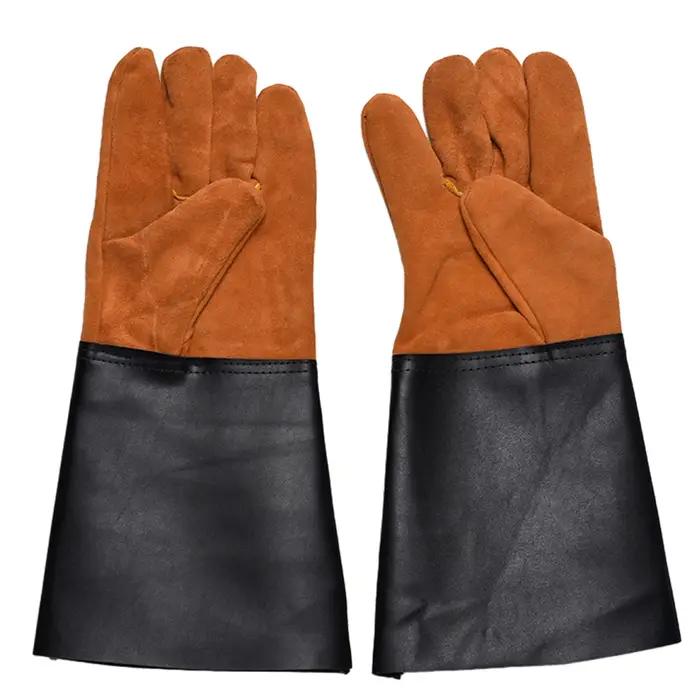 Gants de travail en cuir jaune résistants à l'usure et isolants thermiques pour soudeurs jardiniers et constructeurs sécurité protection professionnelle