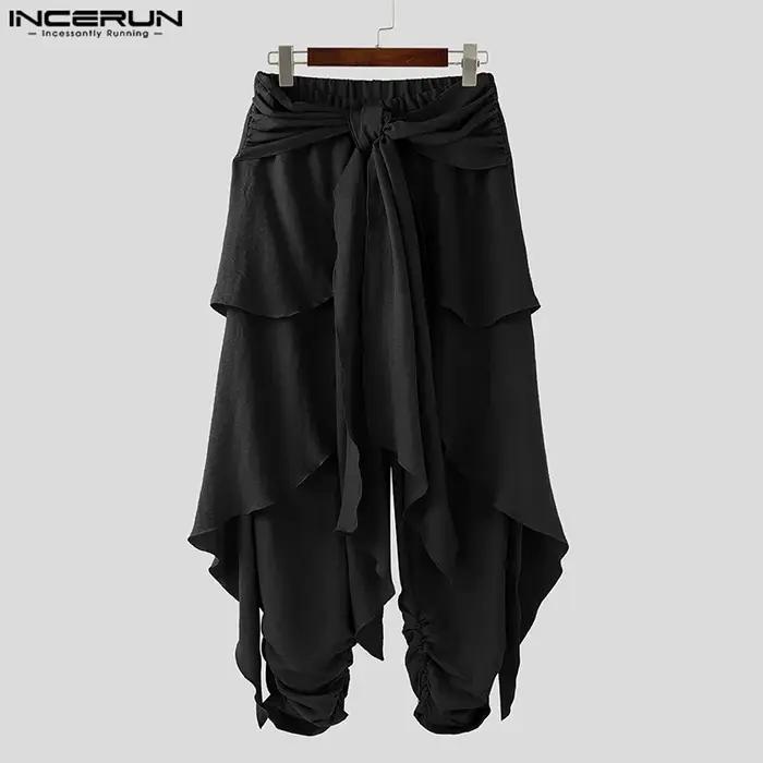 Mode INCERUN été printemps hommes pantalons décontractés sarouel plissé pantalons longs Streetwear s