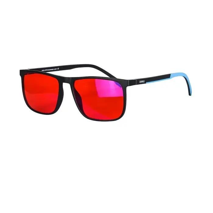 SHINU marque bon sommeil lumière bleue bloquant les lunettes hommes lentilles rouges Anti