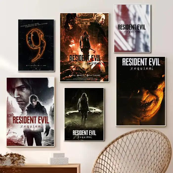 Poster esthétique de jeu vidéo d'horreur Resident-Evil 9 Requiem
