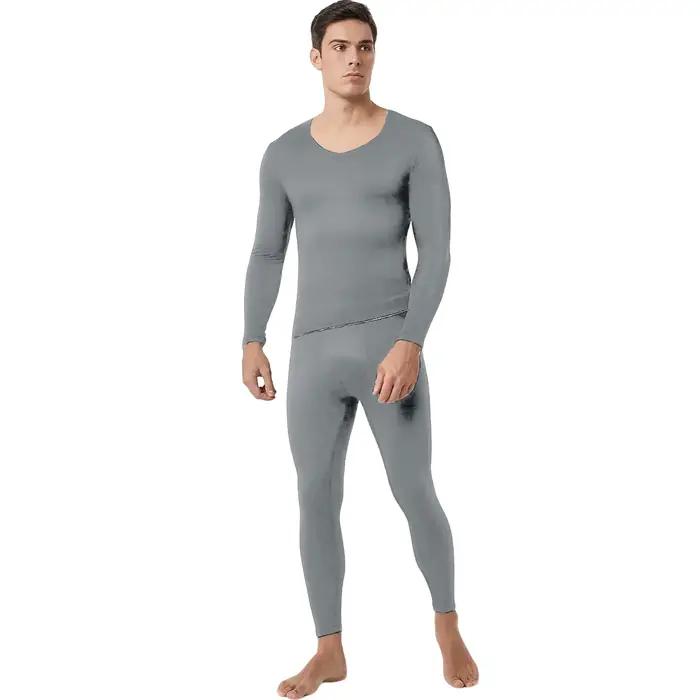 Ensemble de sous-vêtements de ski pour hommes, doublure polaire, col en V fin, polyester, manches longues, sous-vêtements thermiques, ajustement régulier, activités de plein air, ski, snowboard, quotidien