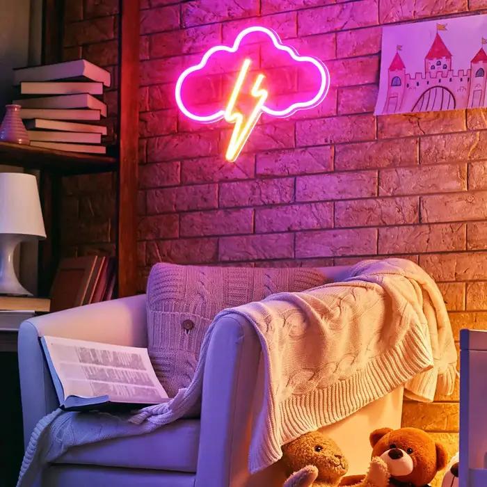 Batterie/USB LED néon décoration murale papillon foudre coeur néon signe veilleuse pour enfants cham