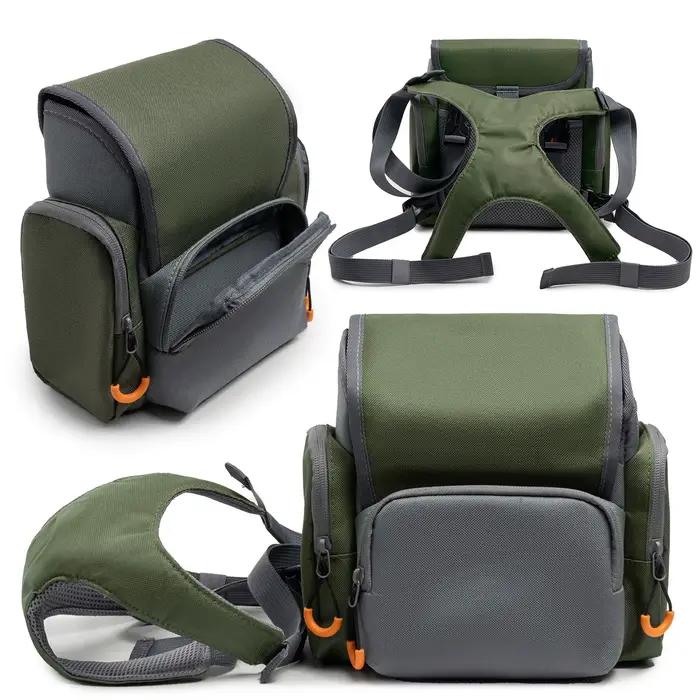 Harnais de poitrine pour jumelles de chasse réglable grande capacité camouflage avec étui et housse pluie