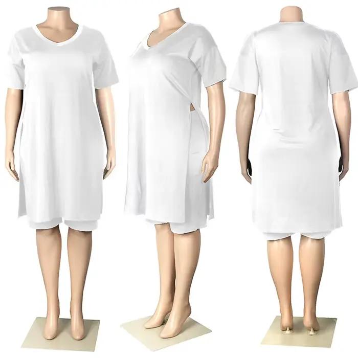 Ensemble deux pièces pour femmes, grande taille, 4XL, vente en gros, slip, ourlet, short, survêtement décontracté, streetwear, été
