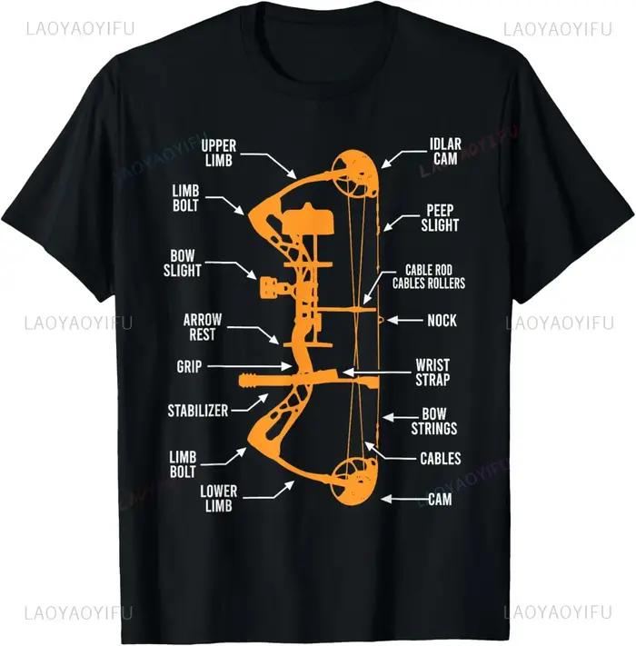 T-shirt unisexe avec impression de conception originale, streetwear d'été, anatomie du tir à l'arc,