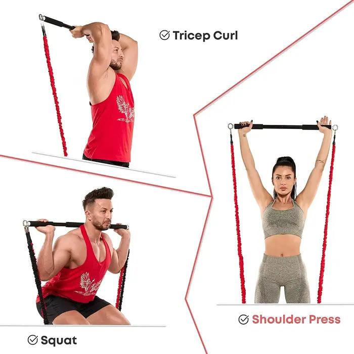 Barre d'entraînement s'adapte à toutes les bandes de résistance avec clip bandes de résistance porta
