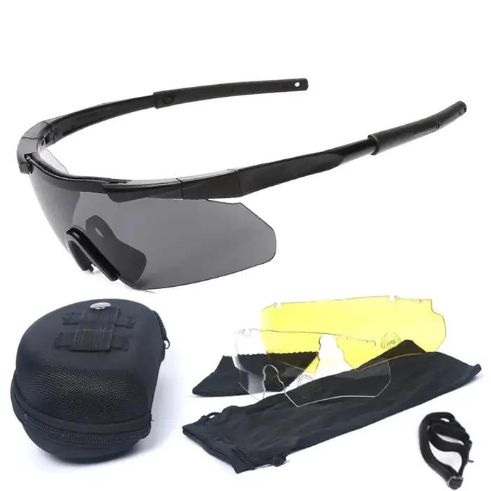 Lunettes tactiques militaires CS Airsoft pour tir et motocross coupe-vent HD 3 lentilles alpinisme randonnée occasions spéciales