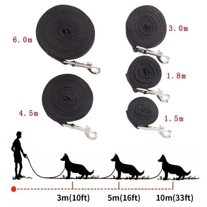 Laisse pour chien extra longue en nylon, durable, pour l'entraînement au rappel, longueur extensible, anti-emmêlement, robuste, pour l'extérieur