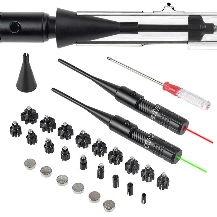Calibrateur laser vert rouge alliage aluminium 18 adaptateurs - Outil de visée croisée sans réglage chasse précise