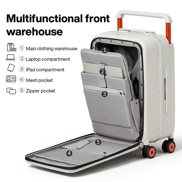 Valise Mixi Nouveau Design à Poignée Large, Cadre en Aluminium, Bagage Cabine pour Hommes, Valise de