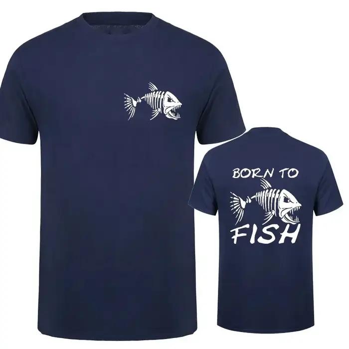 T-shirt de pêcheur tendance décontracté en polyester pour hommes, motif 3D, adapté pour la pêche et les activités estivales