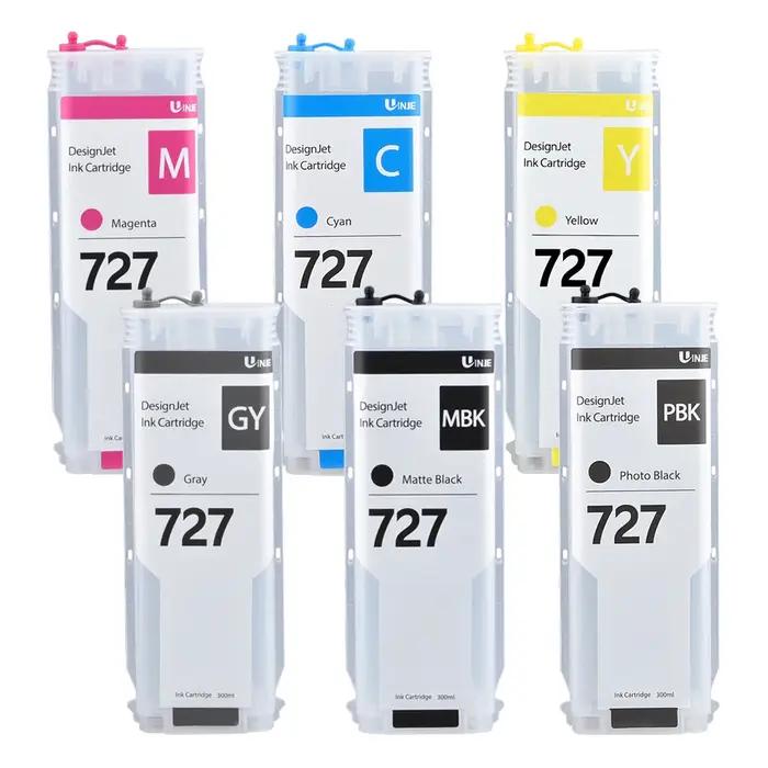 Cartouche d'encre 727 avec puce en continu, 6 couleurs, 727 ml, pour HP DesignJet T920, T930, T2500, T2530, T1500, T1530, Prquinze, 300