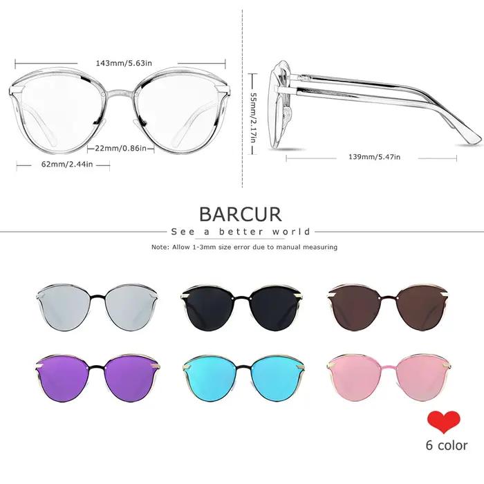 BARCUR lunettes De Soleil polarisées femmes luxe rond verre De Soleil pour femmes dames Femme ombre