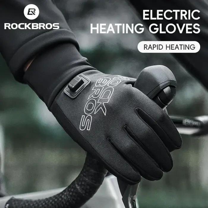 ROCKBROS gants chauffants USB écran tactile rechargeable bout des doigts grande zone de chauffage