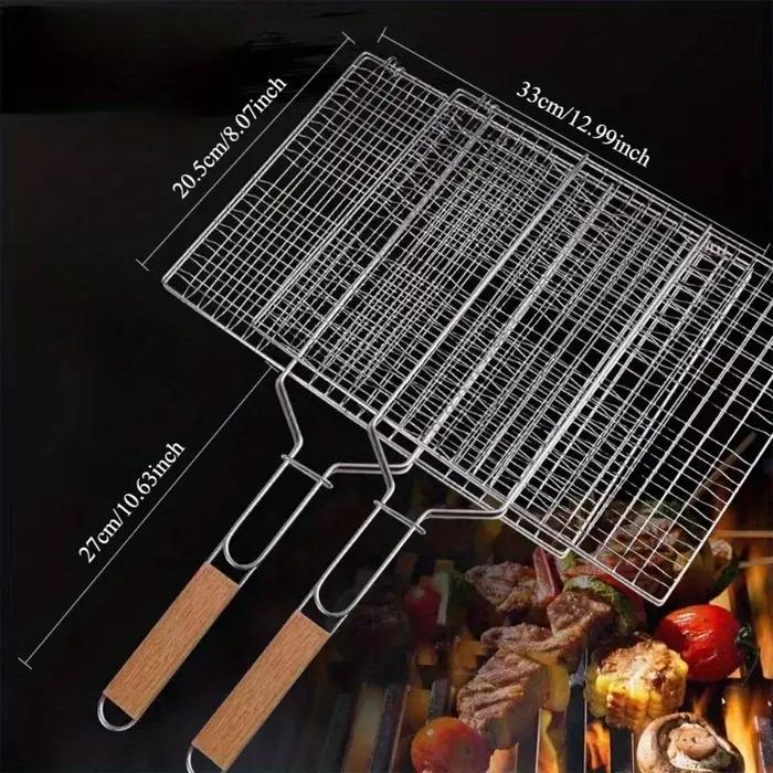 Panier de gril filet de barbecue grand pliant avec poignée amovible pour grills extérieurs occasions spéciales barbecue famille amis