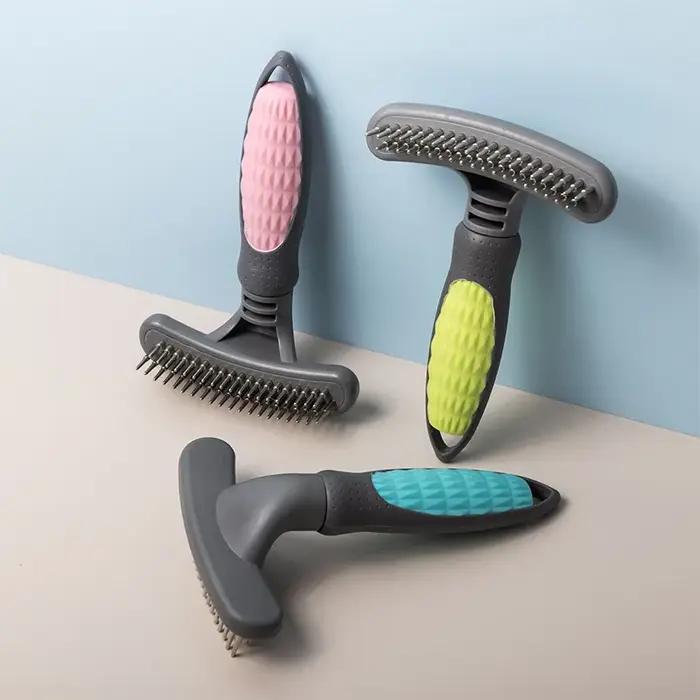 Brosse démêlante rotative à double rangée de 39 picots pour chiens et chats à poils longs – Outil de toilettage et de