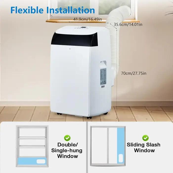 Climatiseur portable 3 en 1 avec télécommande, moteurs cool et touristes, balançoire automatique, 14