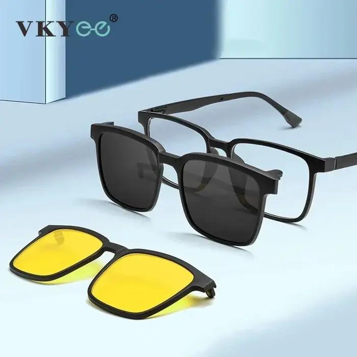 VKYEE lunettes à clipser magnétiques lunettes polarisées de conduite lunettes de myopie optique pour