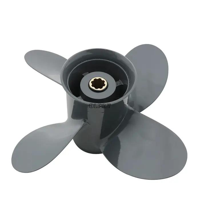 Hélice 4 pales 9 1/4X10 pour hors-bord Honda et Yamaha BF8D BF9.9D BF9.9 BF15A BF15D BF20 8 cannelures 58134-ZV4-010AH
