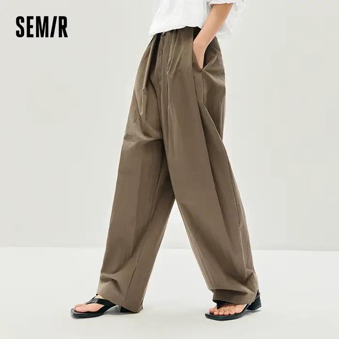 Semir femmes pantalon texturé ample incurvé Long décontracté mode vêtements pour femme texturé tissu